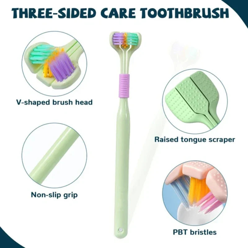 Three-Sided Toothbrush Soft Bristle